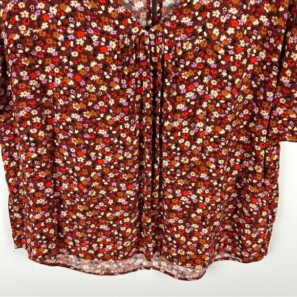 Madewell Rhyme In Spring Ditsy Floral Short Sleeve Blouse Medium Rust - Picture 6 of 15